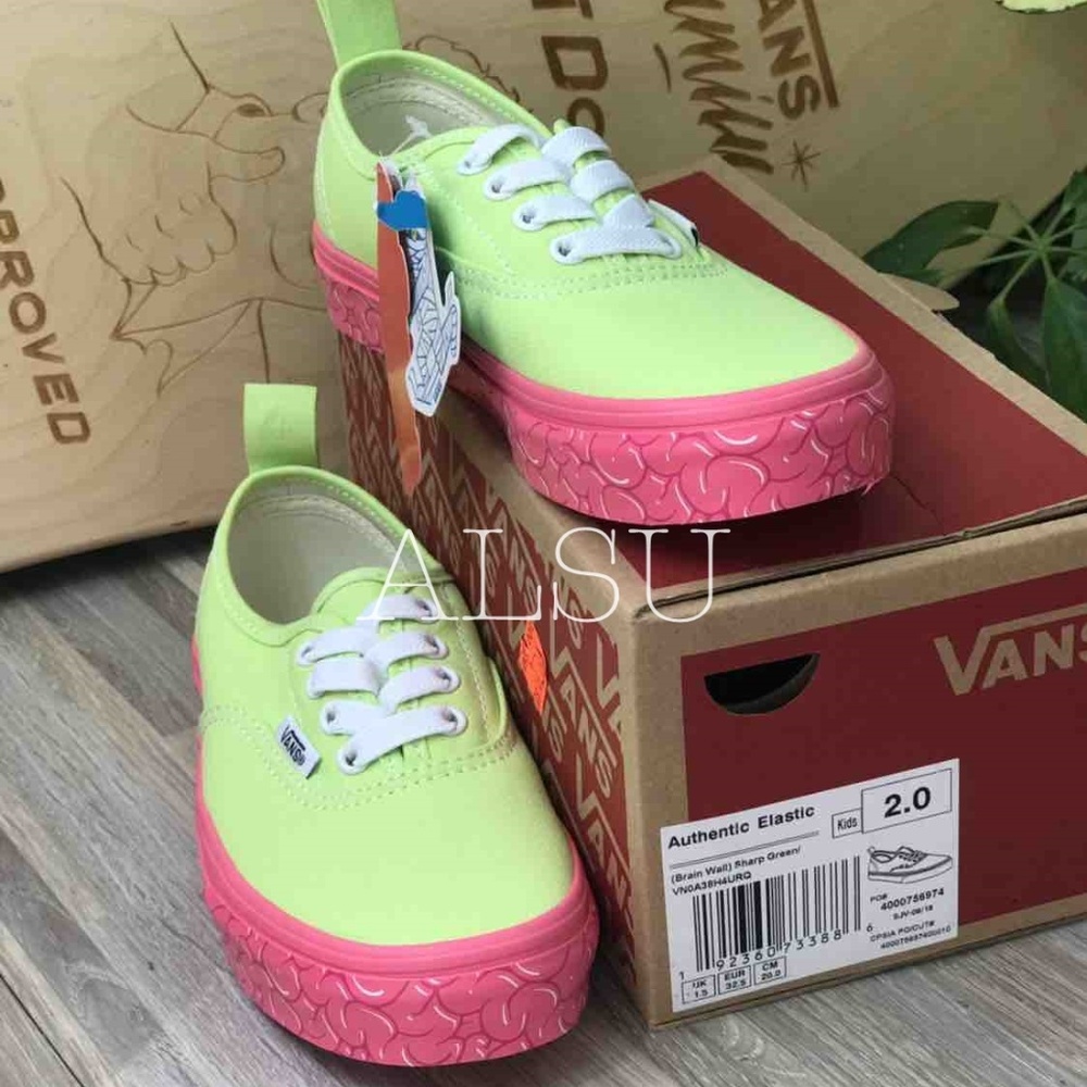 NWT VANS Authentic Elastic Brain Wall Green Kid’s - Picture 6 of 8